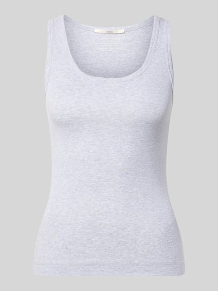 Productfoto, Tanktop met ronde hals van Lanius, pure katoen, slim fit, lichtgrijs, zachte textuur, ruglengte maat 36: 55 cm
