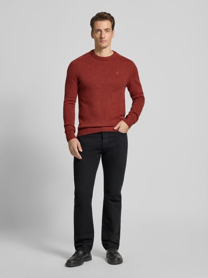 MCNEAL Regular Fit Strickpullover aus reiner Wolle Dunkelrot Melange 1