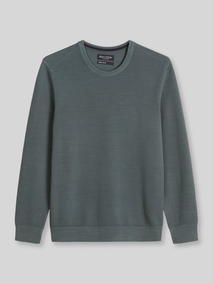Productfoto, regular fit pullover uit puur katoen in blauwgroen met fijne textuur, Regular Fit Pullover aus reiner Baumwolle van Marc O'Polo, Heren pullover