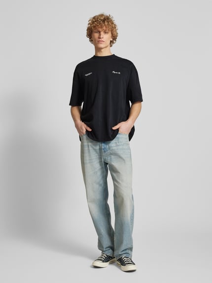 PEGADOR Oversized T-Shirt mit Label-Print Modell 'BROOKE' Anthrazit 1