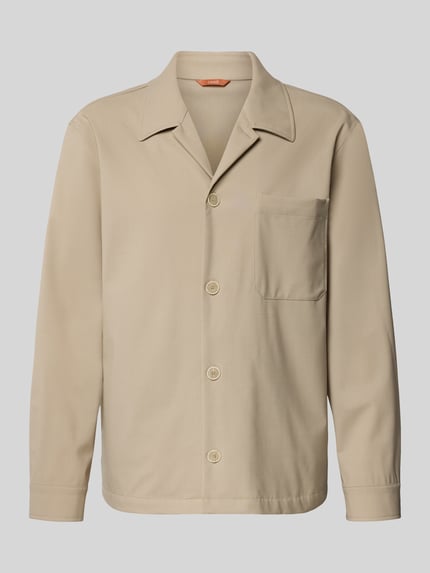 Productfoto, Hemdjacke aus Schurwoll-Elasthan-Mix met borstzak van CRUNA in beige, regular fit, reverskraag, ruglengte maat 50: 74 cm