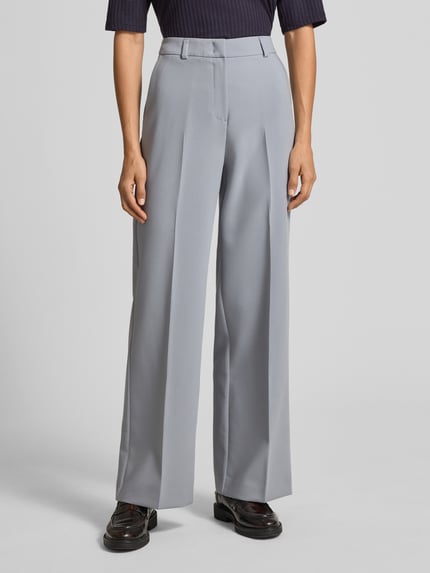 COMMA Wide fit stoffen broek met viscose en persplooien Rookblauw - 4