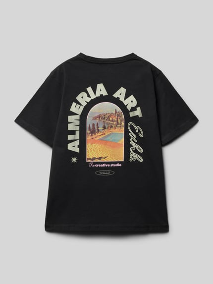 JACK & JONES T-shirt met labelprint, model 'ALMERA' Zwart - 3
