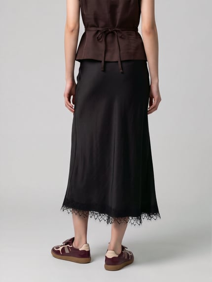 VERO MODA Maxi-Rock mit Spitzenbesatz am Saum Black 5