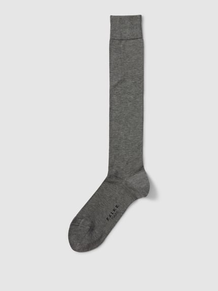 FALKE Kniestrümpfe mit Logo-Stitching Modell 'Tiago' Mittelgrau Melange 1