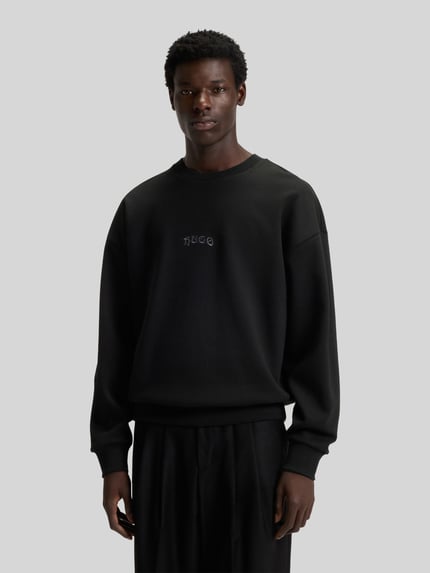 HUGO Bluza o kroju oversized z mieszanki bawełny model ‘DADSINO’ Czarny 4