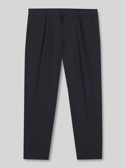 BOSS Green Tapered Bundfaltenhose mit halbelastischer Bund Modell 'CONVERT-PLEAT' Dunkelblau 2