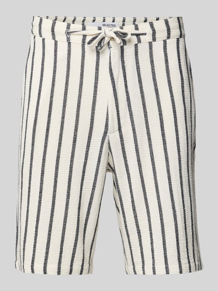 Selected Regular fit bermuda met structuurmotief, model 'BRODY' Offwhite - 2