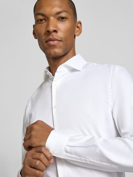 Jake*s Koszula o kroju slim fit z bardzo długim rękawem Biały 3