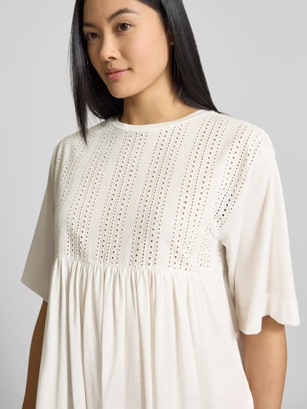 Weekend Max Mara Knielanges Kleid mit Lochstickerei Modell 'MORETTO' Weiss 3