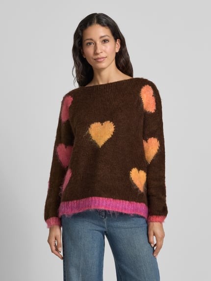 miss goodlife Oversize sweter z dzianiny z mieszanki wełny i alpaki Czekoladowy 4
