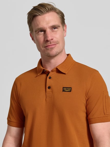 PME Legend Slim Fit Poloshirt mit Logo-Patch Orange 3