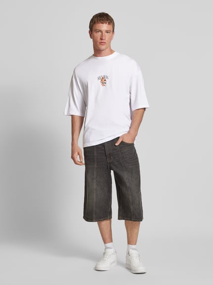 REVIEW T-Shirt mit Label-Print Weiss 1