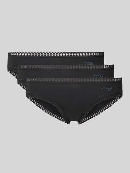 Sloggi Slip met gehaakt kant, model 'GO Crush' in een set van 3 stuks Zwart - 1