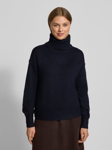 Christian Berg Woman Relaxed fit coltrui met breistructuur Donkerblauw - 4