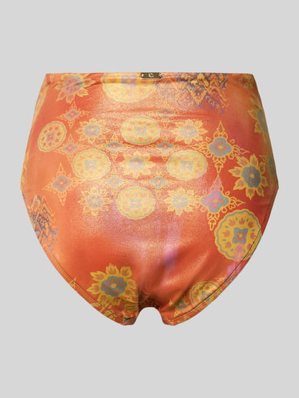 Produktfoto, Bikini Slip mit Allover-Muster von Lauren Ralph Lauren, efekt: wzór na całej powierzchni, aplikacja z logo, wysoki stan, marszczenie, wykończenie materiału: stretch