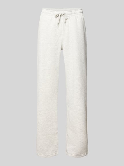 Gina Tricot Spodnie dresowe o kroju straight fit z tunelem Jasnoszary melanż 2