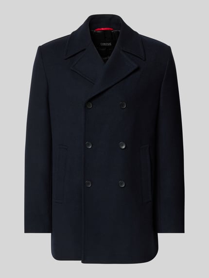 CINQUE Regular fit lange jas van wolmix met dubbele knopenrij Donkerblauw - 2
