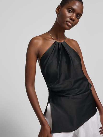 Victoria Beckham Top z satyny z dodatkiem wiskozy Czarny 3