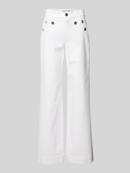 Marc Cain Wide leg jeans met sierknopen Offwhite - 2