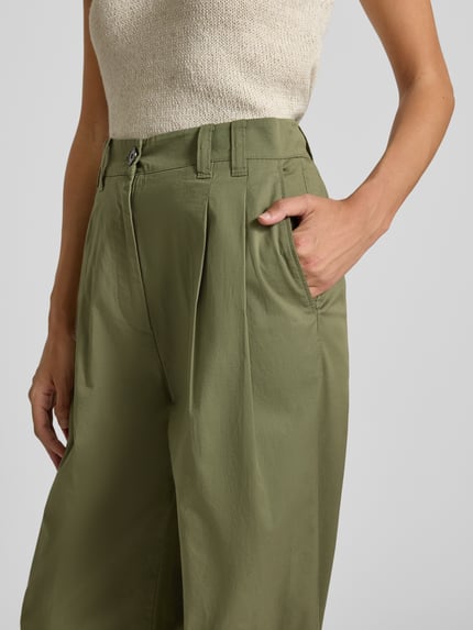 Marc O'Polo Wide Leg Bundfaltenhose aus Baumwoll-Mix Schilf 3