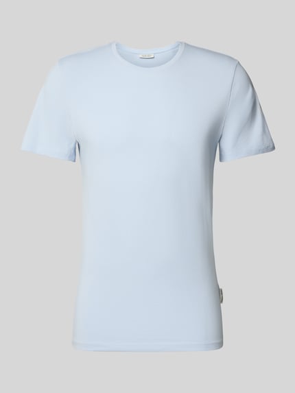 T-shirt z prążkowanym okrągłym dekoltem Shop The Look MANNEQUINE