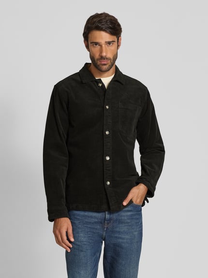 Lindbergh Modern fit overhemdjack met borstzak, model 'Superflex' Leem - 4