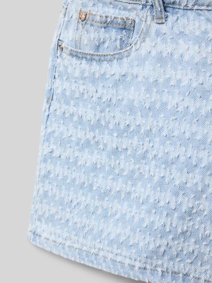 Garcia Szorty jeansowe z przetarciami i detalem z logo Jasnoniebieski 2