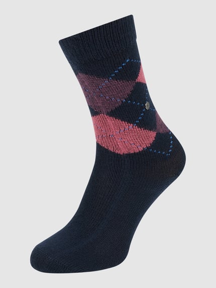 Burlington Sokken met labeldetail, model 'WHITBY' Oceaanblauw - 1