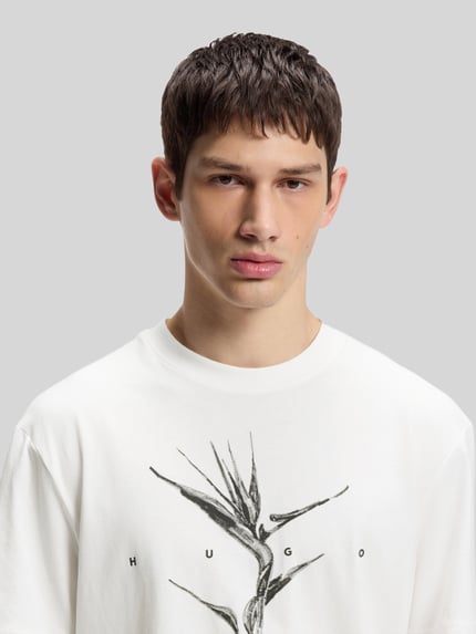 HUGO T-shirt o kroju relaxed fit z czystej bawełny model 'DARISE' Biały 3