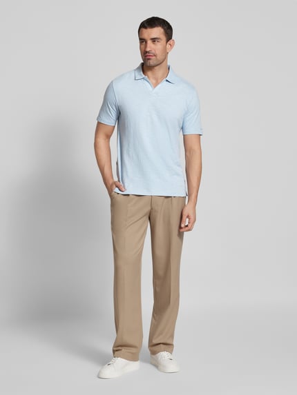 Colours & Sons Slim Fit Poloshirt aus Baumwoll-Leinen-Mix Anthrazit 1