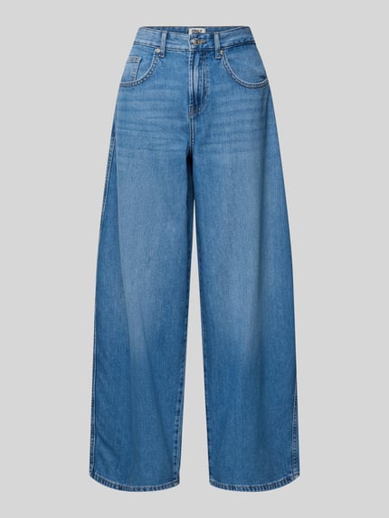 Produktfoto, Wide Leg Jeans aus reiner Baumwolle Modell 'TAYLOR' von Only, blaues Denim, unifarben, Barrel-Passform, 5-Pocket-Design, High Waist