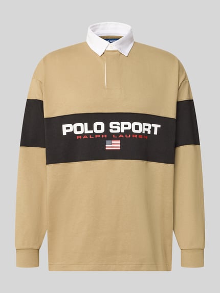 Produktfoto, relaxed fit poloshirt aus reiner katoen van Polo Ralph Lauren voor Heren in beige, zwart en wit, opvallende logo-opdruk.