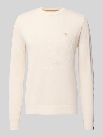 PME Legend Strickpullover mit Logo-Stitching Modell 'Ricecorn' Offwhite 2