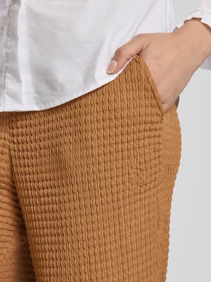 Jake*s Collection Flared stoffen broek met structuurmotief Middenbruin - 3