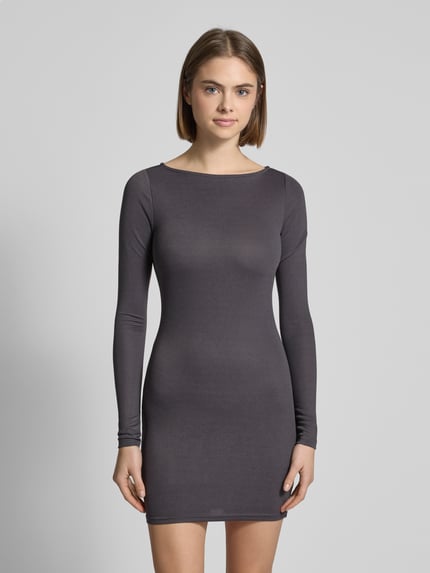 REVIEW Minikleid mit U-Boot-Ausschnitt Dunkelgrau 4
