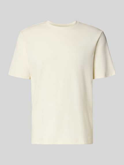 Produktfoto, Regular Fit T-Shirt mit Rundhalsausschnitt von Antony Morato aus reiner Baumwolle in Creme, kurzärmelig, glatte Textur.