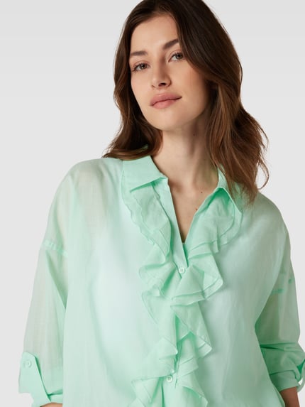 MOS MOSH Blouseshirt met V-hals, model 'Jelena' Lichtturquoise - 3