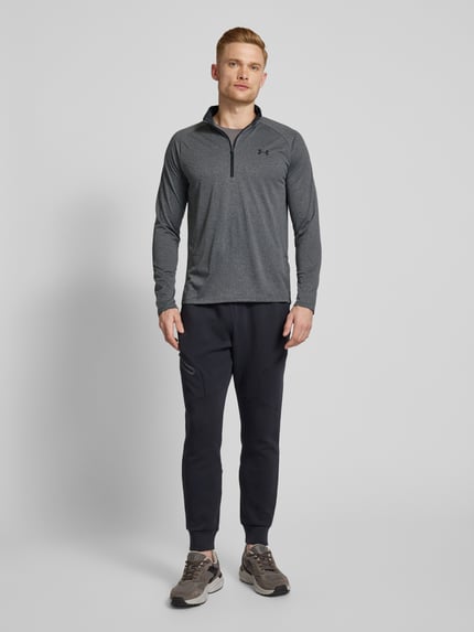 Under Armour Bluzka z wiskozy z długim rękawem i zapinanym kołnierzem Antracytowy 1