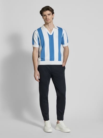 CINQUE Slim fit stoffen broek met persplooien model 'JUNO' Marineblauw - 1