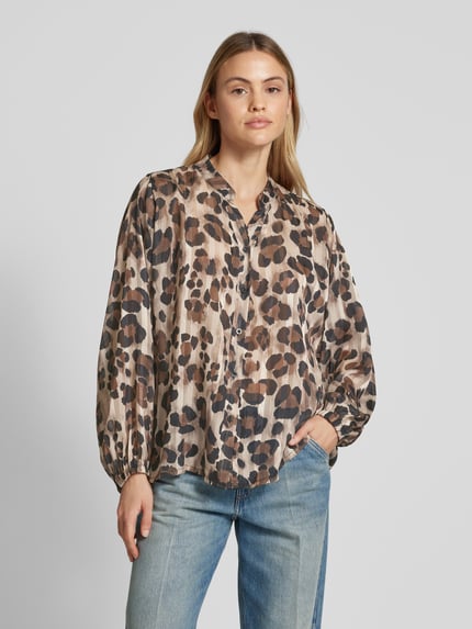 ZABAIONE Regular Fit Bluse mit Tunikakragen Beige 4