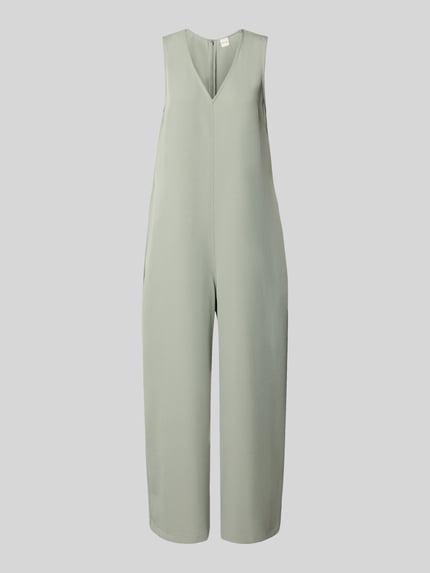 Produktfoto, Jumpsuit mit V-Ausschnitt von Calvin Klein Womenswear, jednolity kolor, krój relaxed fit, dekolt V-neck, bez rękawów, boczne kieszenie, gładka tekstura