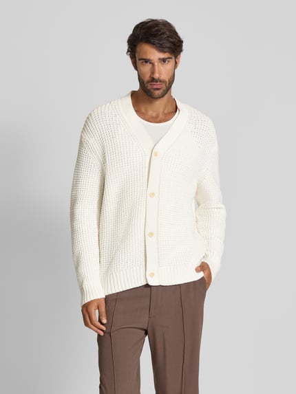 Selected Regular fit gebreid jack van puur katoen, model 'DERECK' Offwhite - 4