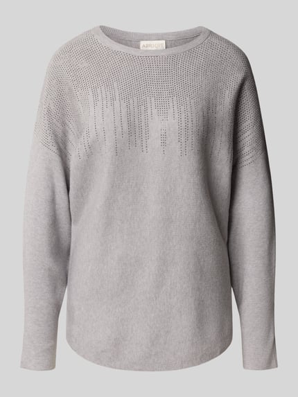 Apricot Sweter z dzianiny z obszyciem ozdobnymi kamieniami Średnioszary 2
