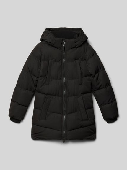 Cars Jeans Regular fit gewatteerde lange jas met steekzakken, model 'Maysay' Zwart - 1