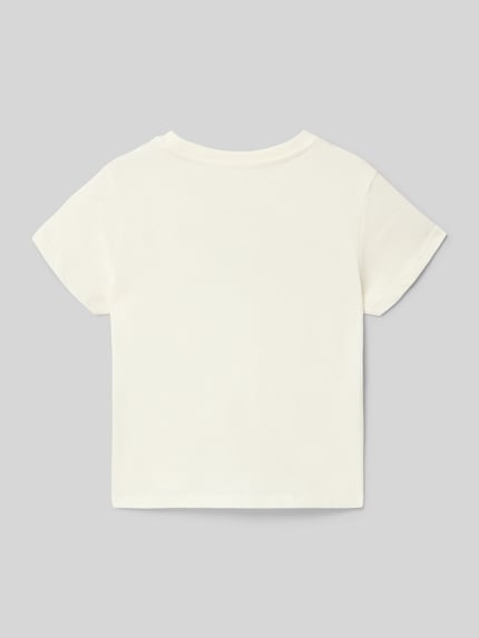 Produktfoto, Regular Fit T-Shirt mit Statement-Print von Garcia aus reiner Baumwolle in Weiß, Rundhalsausschnitt, Rückansicht, glatte Textur