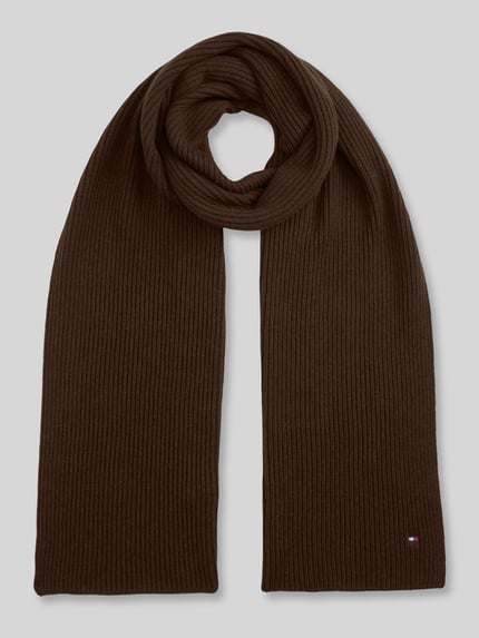 Tommy Hilfiger Schal mit Logo-Detail aus Kaschmir Dunkelbraun 1