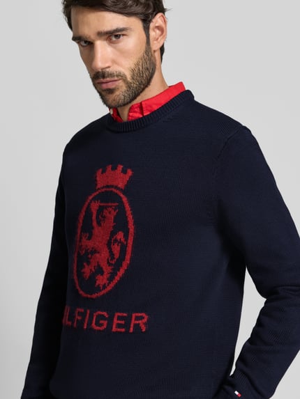 Tommy Hilfiger Regular fit gebreide pullover van zuiver katoen Marineblauw - 3