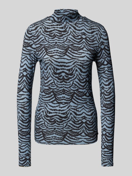 Scotch & Soda Bluzka z mieszanki wiskozy z długim rękawem i stójką Ciemnoniebieski 2