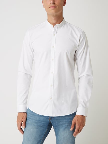 Lindbergh Slim fit vrijetijdsoverhemd met opstaande kraag Wit - 4